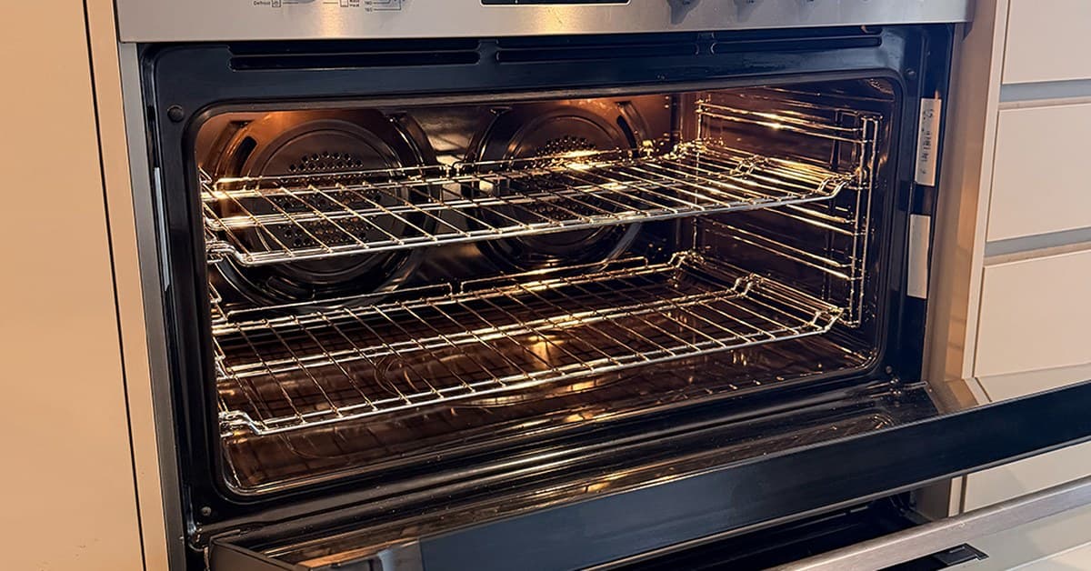 A domestic oven after a Full Valet clean, cavity and racks spotless